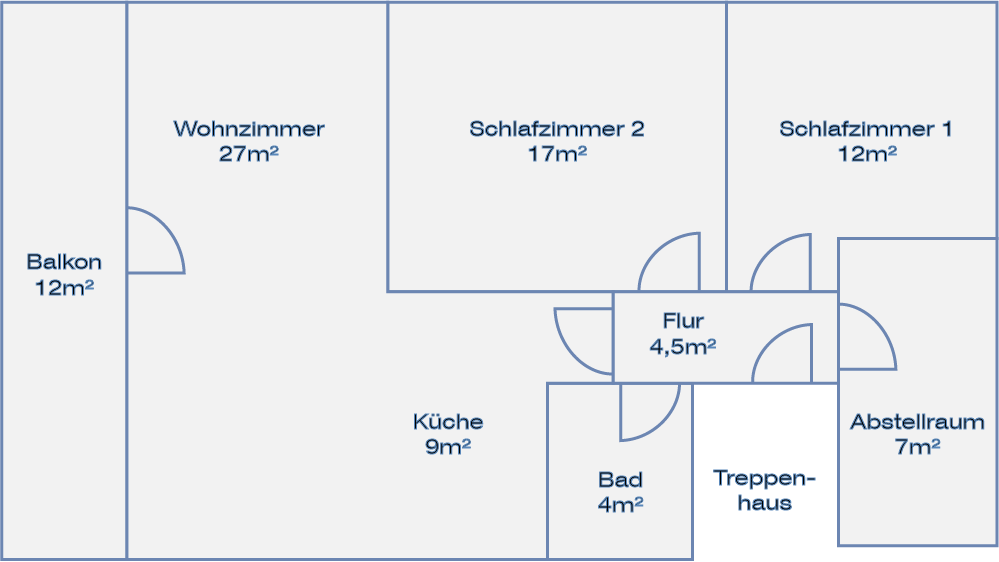 Zeichnung des Grundrisses der Ferienwohnung.